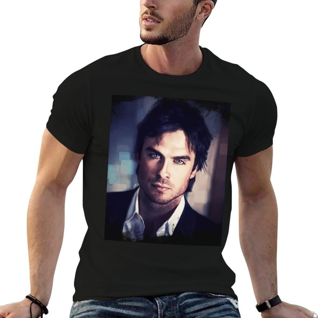 Ian Somerhalder T-Shirt Basic Short Sleeve Cotton Blend T-Shirt