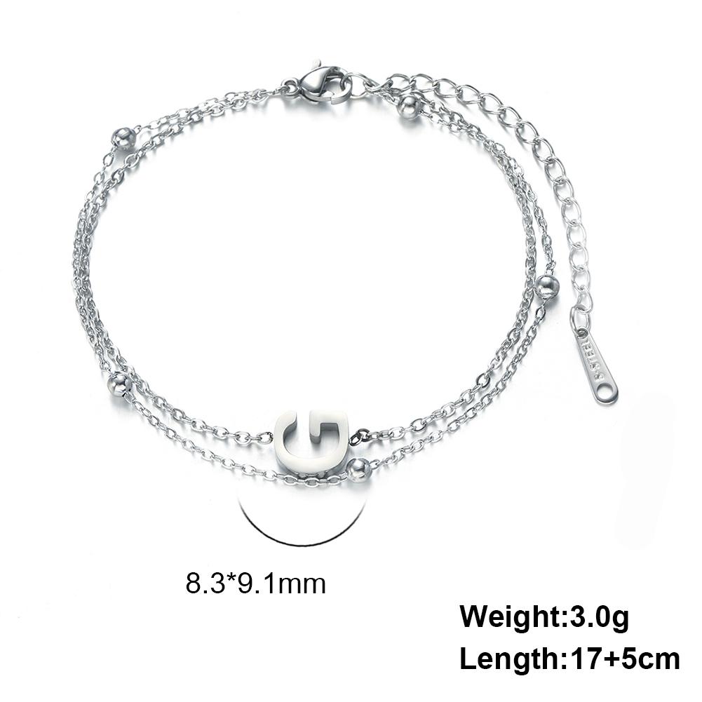 Dreamtimes 26 Alphabet Letter Charm Bracelet Silver Color Chain Initial Bracelets For Women Jewelry Adjustable Birthday Gift