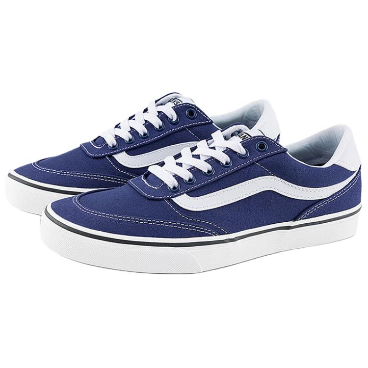Vans Brooklyn LS Slip Resistant Abrasion Resistant Low top Skateboard Shoes Men's Blue White VN000D7QEMT