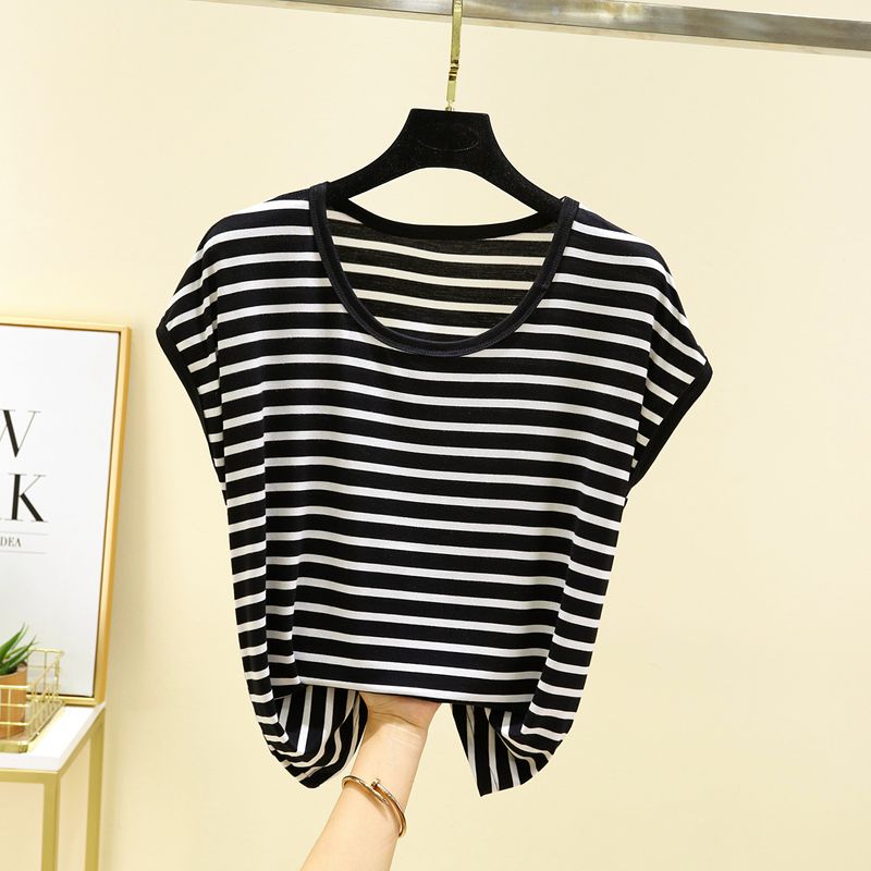 

Ladieswear plus Size Vest Sling Women s Summer Loose Sleeveless Bottoming Shirt Thin Tops Modal Cotton Short Sleeve T-shirt Black 2XL (70.00 kg-85.00 kg recommended