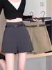 2026 Spring/Summer Women's Grey A-Line High-Waisted Wide-Leg Suit Shorts