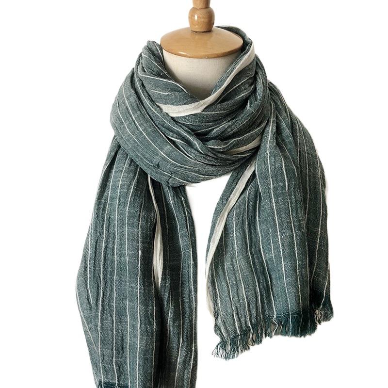 Windproof Striped Pleated Shawl Thicken Men Scarf High Quality Winter Cashmere Scarf Female