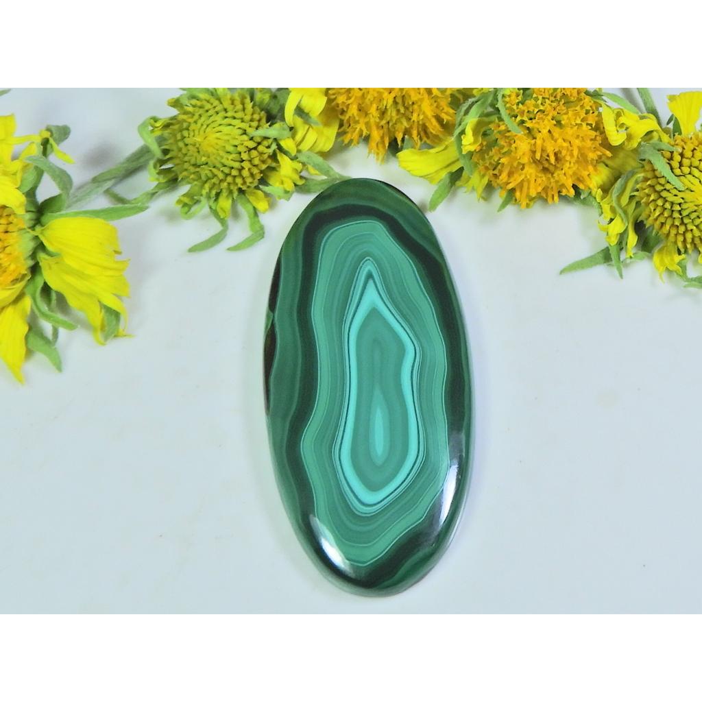 AA++ 65Cts. Natural Green Malachite Oval Cabochon Loose Gemstone 22X47X04 MM D-19