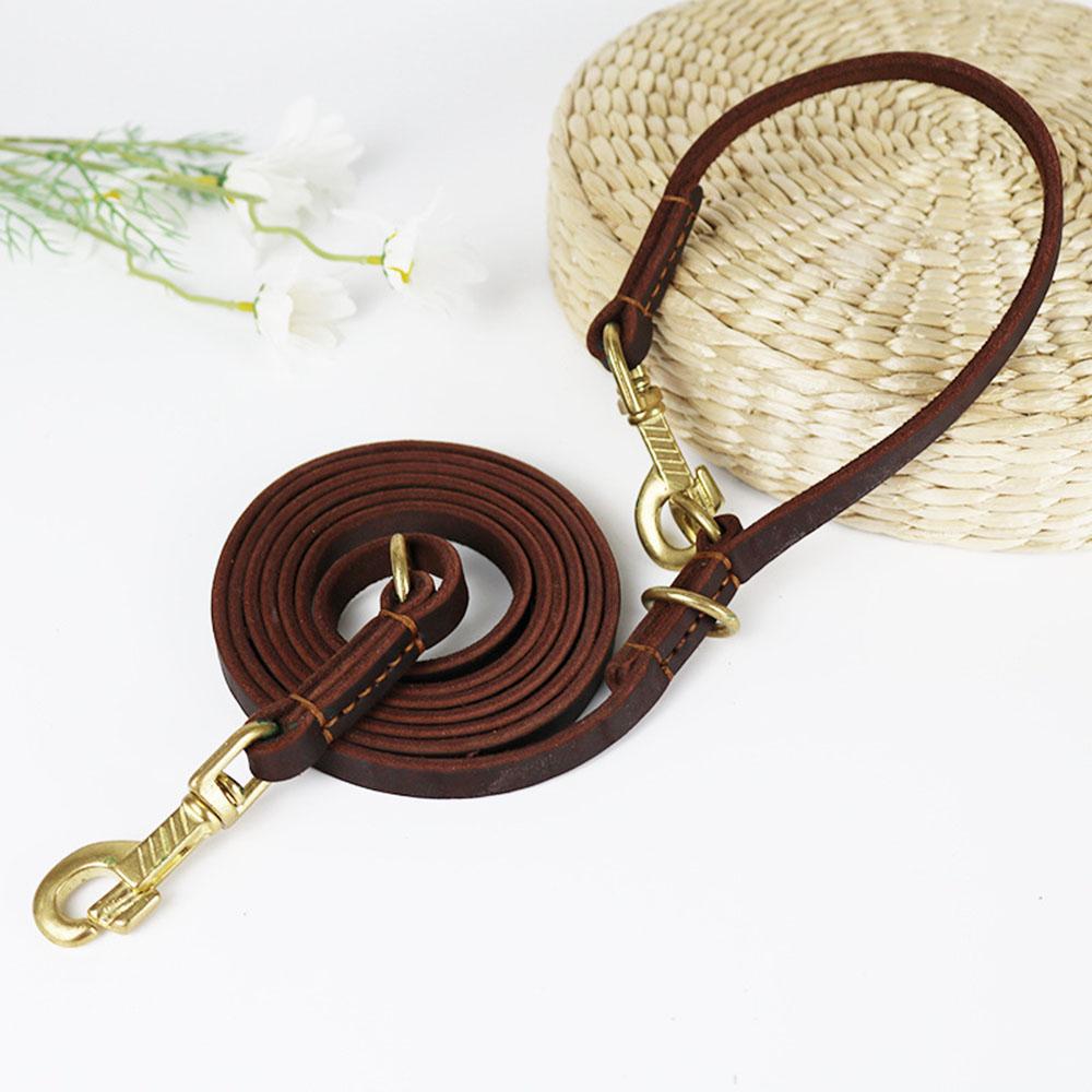 Soft Leather Dog Leash Hands Free Dog Leather Leash Multi-function Dog Training Walking Leash Outdoor Pet Leash for Service Dogs коричневый