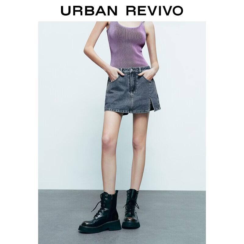 UR2026 Women s Washed Slit Denim Shorts 28