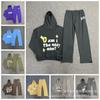 Unisex Oversized Hoodie Pants Set With Foil Letter Print Streetwear Casual Sportswear
