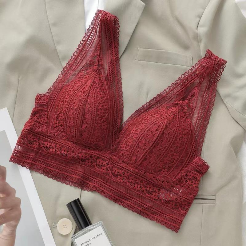 Bra seamless autumn and winter gathering lace sexy big red suit natal red wedding bride underwear