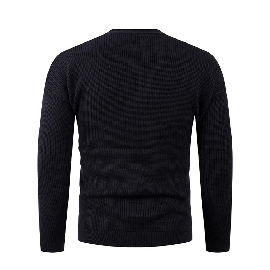Men's Casual And Fashionable Sweater, Long-sleeved Round-neck Knitted Small Checkered Top