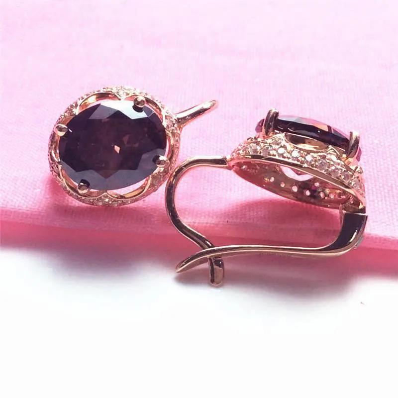 Wedding Ruby Earings Copper Plated Rose Gold Inlaid Oval Zircon Earrings for Women Engagement Zircon Gift