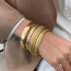 10Pcs/Set Punk Vintage Gold Color Smooth Metal Bracelets Exaggerated Geometric Twist Chain Bangle For Women Fashion Jewelry Gift