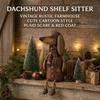 Rustic Farmhouse Dachshund Figurine Cartoon Christmas Dog Decoration Home Decor Ornament  Home