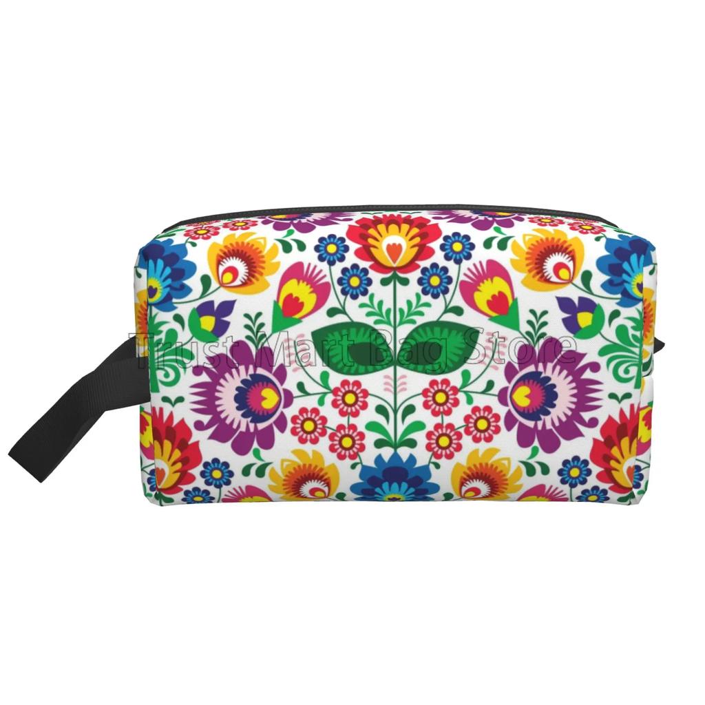 Polska Polskie Kwiaty Kwiatowy Folk Art Torby Podróżne do Przechowywania Vintage Kosmetyczka Duża Torba Kosmetyczna Kobiety Przenośna Kosmetyczka
