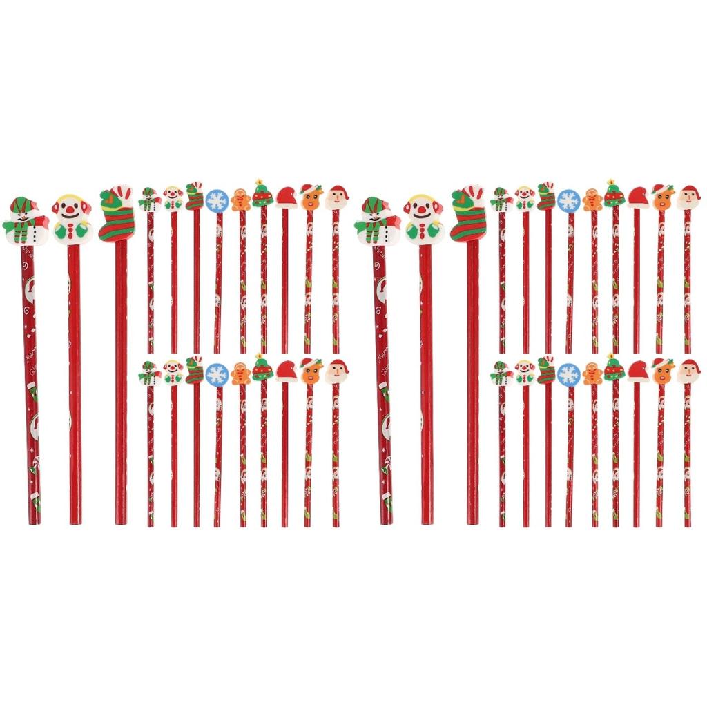 Lurrose 72pcs Wooden Pencils with Erasers for Kids Christmas Giveaways Student Stationery Colorful Short Pencils Learning Awards School Great Gifts