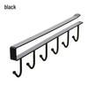 Punch-Free Metal Kitchen Cabinet Hook Rack with Seamless Design - Black and White, Over-the-Shelf Installation