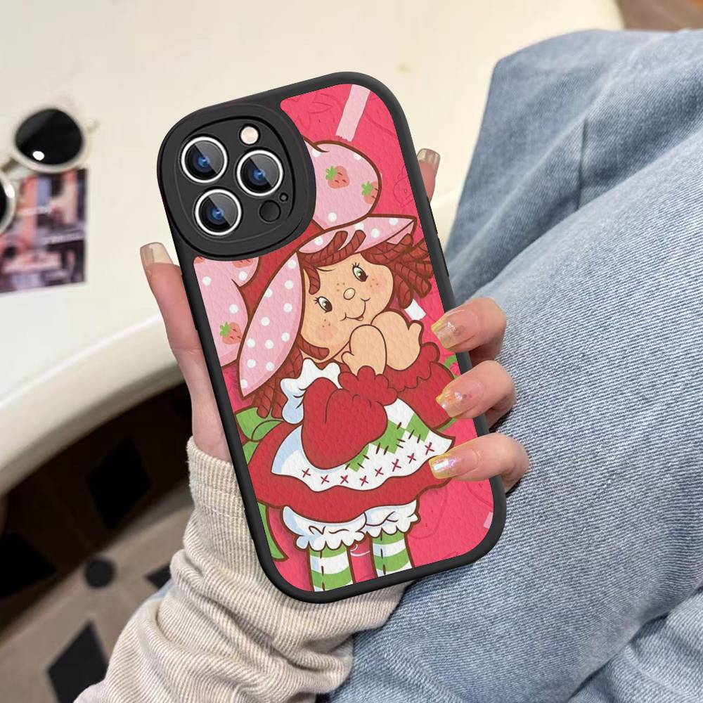 S-Strawberry-shortcake Girl Phone Case For IPhone 15 14 13 12 11 16 Pro Max Plus Leather Soft Cover