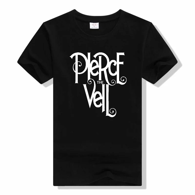 

Pierce the Veil T-Shirt American post-hardcore band Black and White Tee cotton tshirt man summer Crewneck Short Sleeve t shirt L