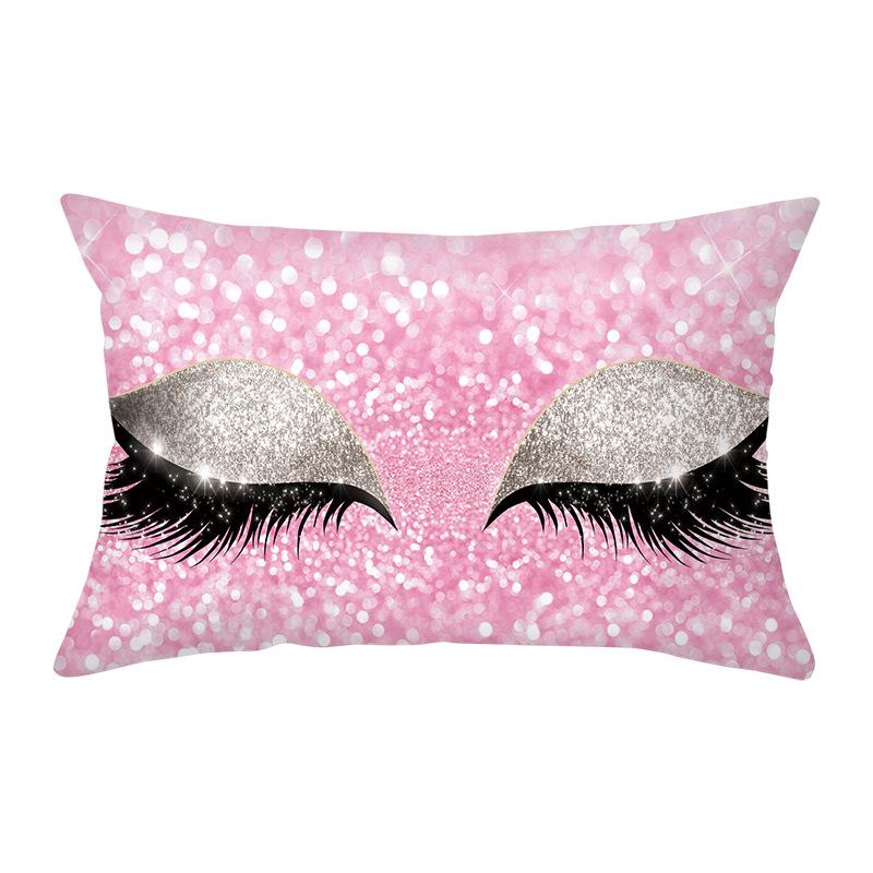 Peach Skin Waist Pillowcase Eyelash Print Cushion Cover Sofa Office Cushion Cover