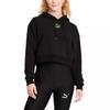 Puma Logo Casual Hooded Loose Knit Sweatshirt Women Tops Black 532247-01