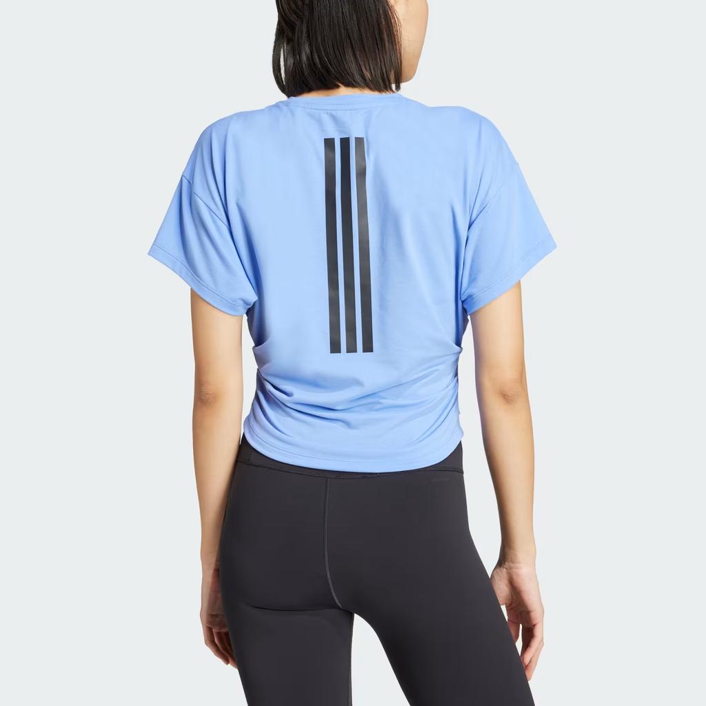 adidas Wzór Luźny Krótki Rękaw Okrągły Dekolt Krótki T-shirt Damskie Topy Niebieski JX1192