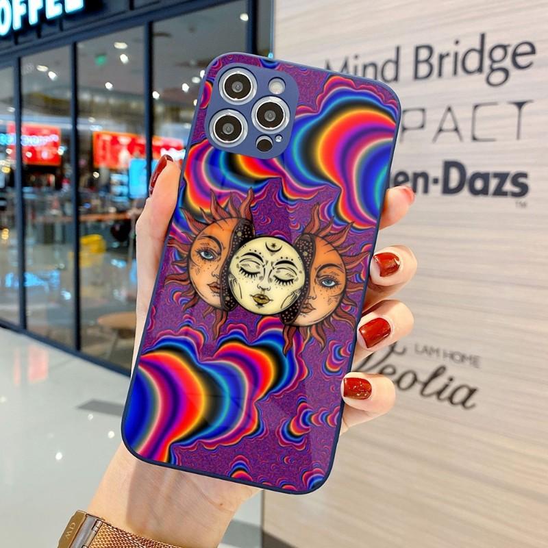 Coole seltsame Kunst-Telefonhülle für iPhone 14 13 12 11 Pro Max X XR XS 8 7 Plus Flüssigglas-Farbtelefonabdeckung