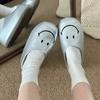 [Meng Ziyi same style] SMILEY smiley face half towing daily thick bottom height increase Birkenmuller one pedal slippers