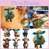 Colorful Cartoon Bull Acrylic Flat Car Hanging Ornament For Christmas Tree Decor