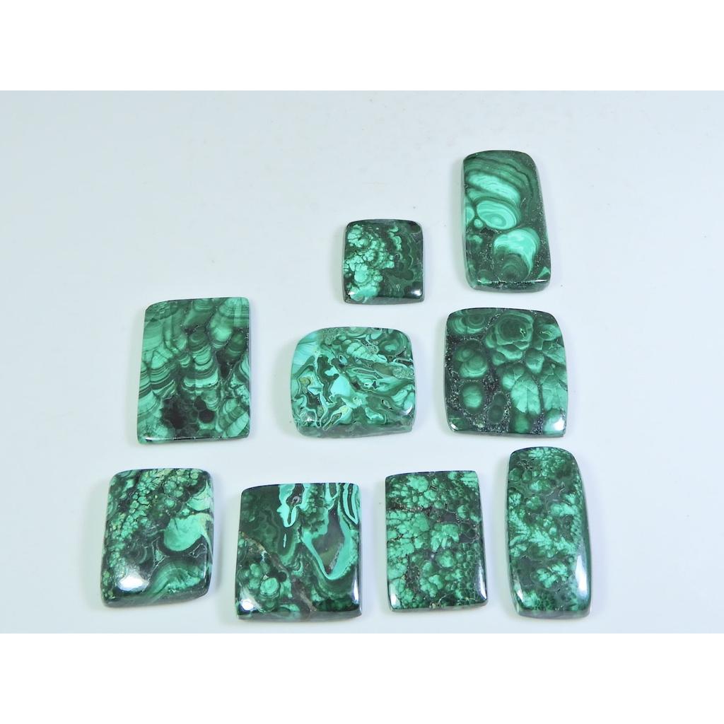 173Cts.Natural Green Malachite Ring Size Octagon Cabochon Gemstone 09Pcs Lot C-264