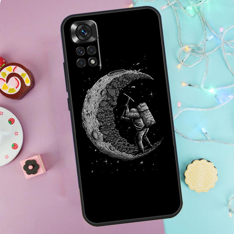 Aesthetic Space Moon Astronaut Case For Xiaomi Redmi Note 14 Pro 9 10 11 12 13 9S 10S 11S 12S Redmi 14C 10C 12C 13C Cover