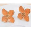 925 Silver Hibiscus Red Flower Stud Earrings - Retro Hong Kong Style with Three-Dimensional Drip Glaze Design