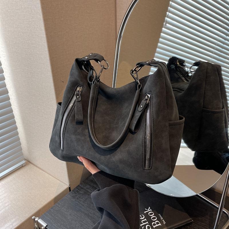 Simple Solid Color Women's Shoulder Bag, Large Capacity Handbag, Soft Pu Leather Tote Bag, Women's Casual Handbag, New Style
