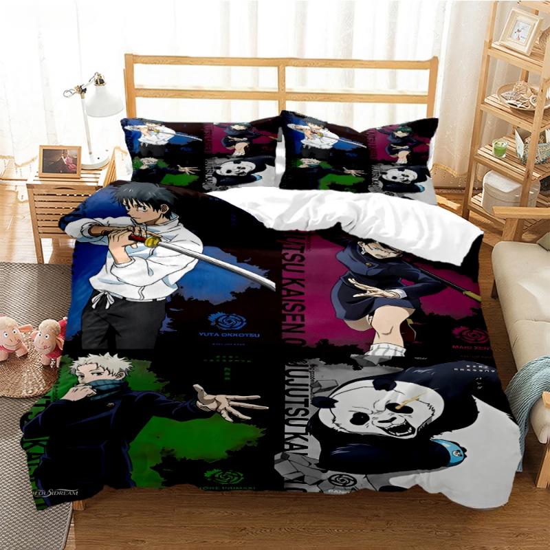 Jujutsu Kaisen Bedding Set Quilt Cover Pillowcase Anime Figure Satoru Gojo Bed Bedroom Duvet Cover Decor Beddings Suit Kids Gift