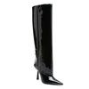 Fashion New Belt Buckle Elegant Black Women's Skirt Boots European  American Hot Girl Pointed High Heels Knee High Pants Boots Size 43