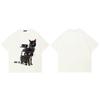 Hip Hop Faded Black TShirt Streetwear Animal Graphic T Shirt Cat Eyes Printed Men Tshirt  Cotton Tops Tees Hipster