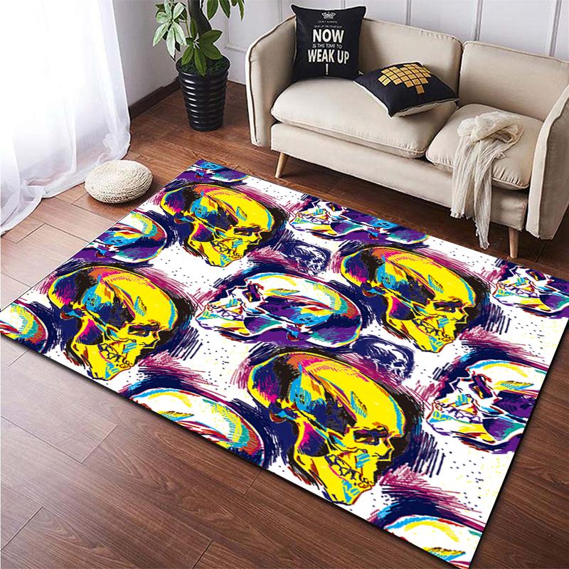 Skull Custom Fashion Carpet Doormat Rugs Living Room Area Rug Living Room Games Area Children's Crawling Mat Anime Rug Yoga Mat
