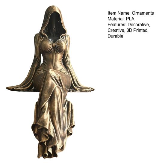 Resin Goddess Statue for Desk 3D Printed Reaper Figurine Ornaments, Dark Style Sculpture, Unique Aesthetic Decor Gothic Faceless Desktop Bookshelf