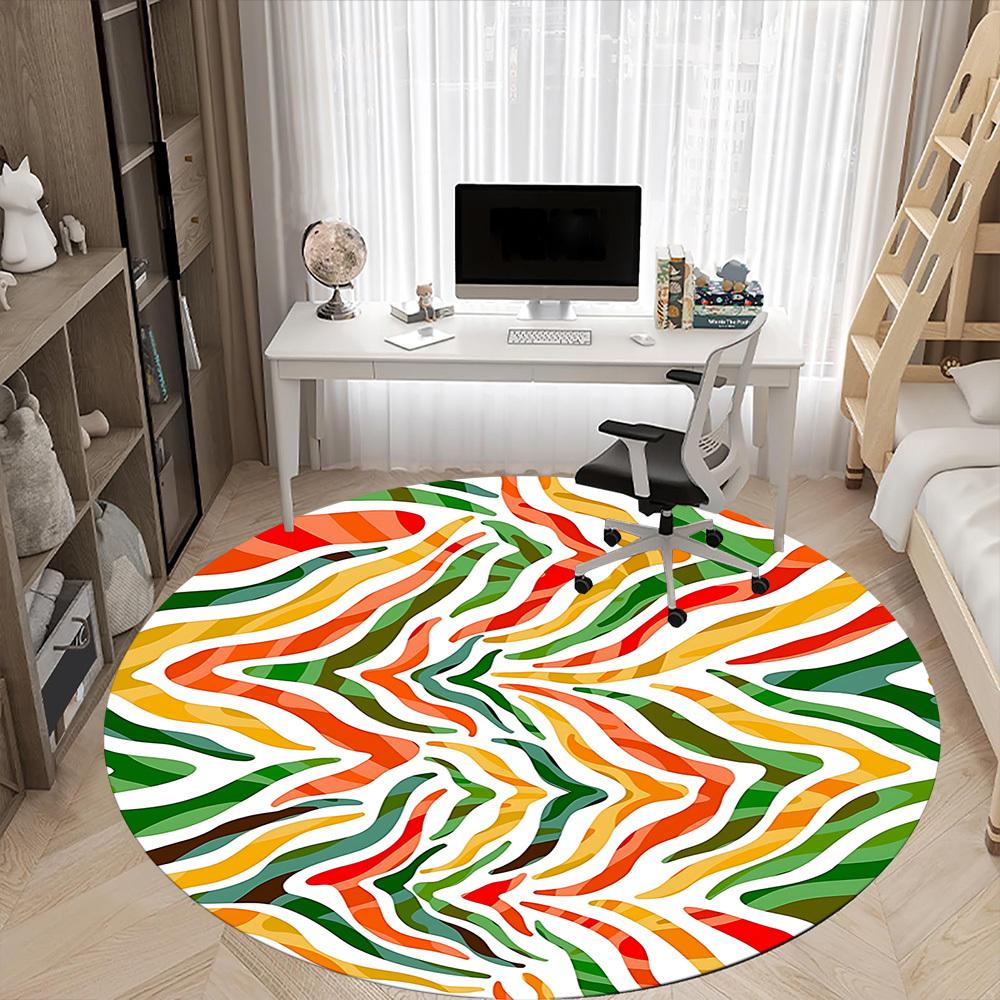 1pc Abstract Pattern Office Round Rug, Non-slip, Soft and Durable Office Rug for Interior Decoration, Perfect for Office, Beautiful Decoration Yy26031