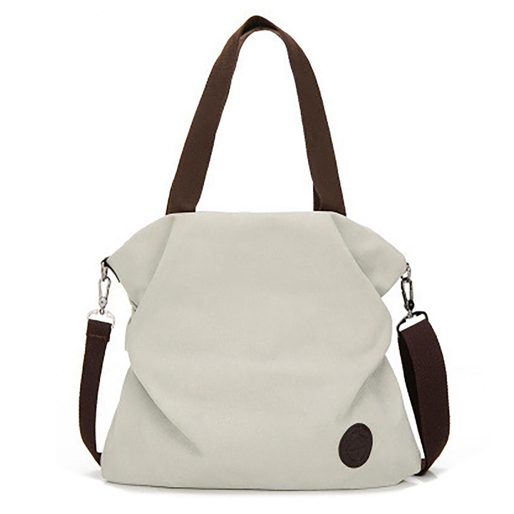 Canvas Bag Large Capacity Reusable Prevent Deformation Cloth Shopping Bag Creamy White