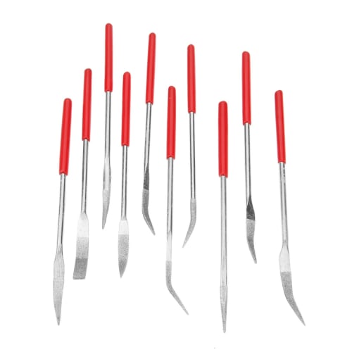 Set of 10 Diamond Files, Sharpeners, Polishing, Grinding, Metalworking Files, Fine Grit Tools, Special Shape, Approx. 140mm