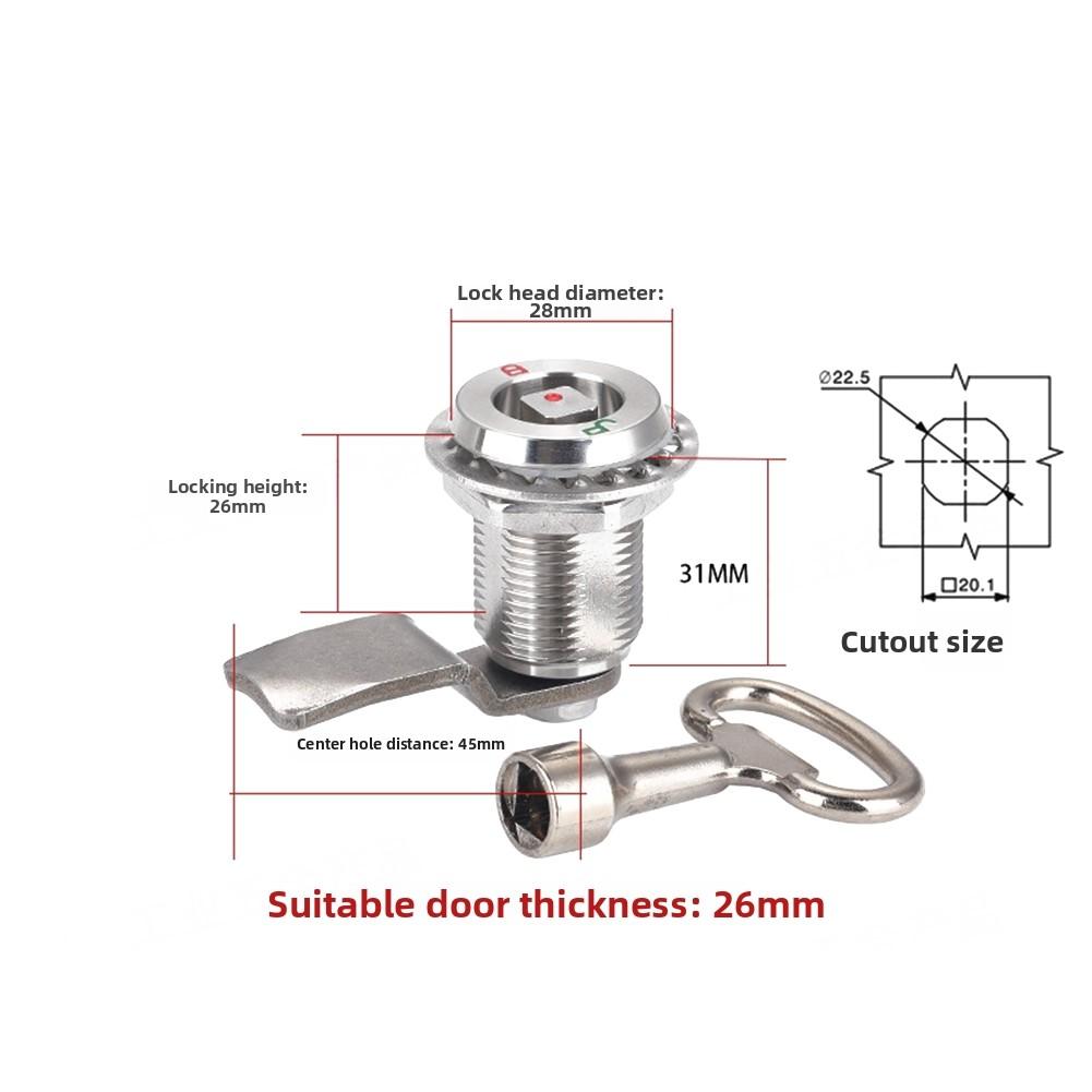 Electrical Distribution Box Lock Stainless Steel Telescopic Tension Cam Lock for Cabinet Doors with Key Silver Finish