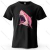 Pink Shark Cartoon Pattern Printed Short Sleeved Summer New Personalized Unisexs and Womens Casual Soft Skin Friendly Tshirt