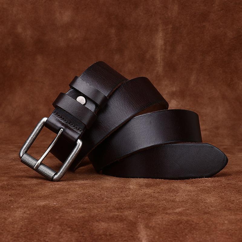 3.8Cm Wide Whole Cowhide Cut First Layer Cowhide Men'S Belt Retro Leather Pin Buckle Jeans Belt Men'S