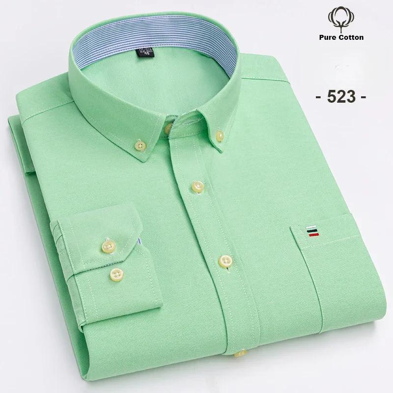 New In Shirt Plus Size 7XL Long-sleeve Shirts for Men 100%cotton Oxford Slim Fit Formal Plain Shirt Fashion Korean Plaid Clothes