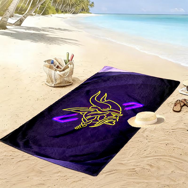 Minnesota Vikings Print Beach Towel, Large Soft Quick Dry Towel for Beach Camping Swimming