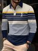 Ethnic Geometric Long Sleeve Polo, Half Zip Stand Collar