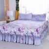 Fashion Soft Sanding Bedspread Anti-skip Wedding Bed skirt Queen King Size No Pilling Fitted Sheet Cover Double Layer Bed Cover