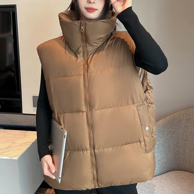 

Модная зимняя парка без рукавов Женский короткий жилет Элегантный топ Толстый теплый Женские куртки 2XL коричневый