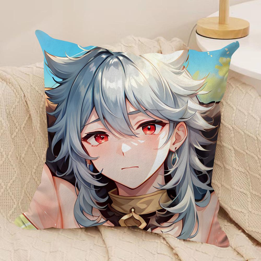 Razor Cute Genshin Impact Cushion Cover Silky Short Plush Invisible Zipper Dustproof Sofa Pillow Case For Home Decor