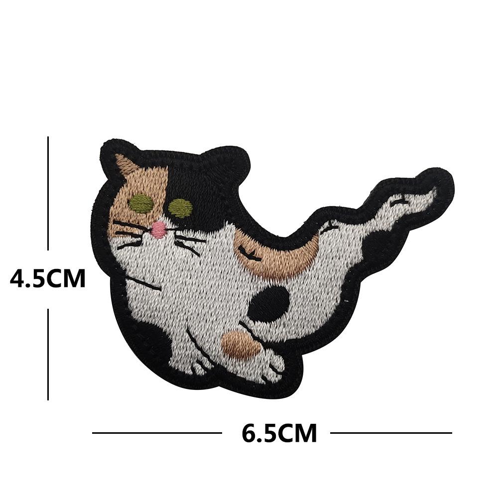 Cat with Knife Embroidered Velcro Patch - Black & White