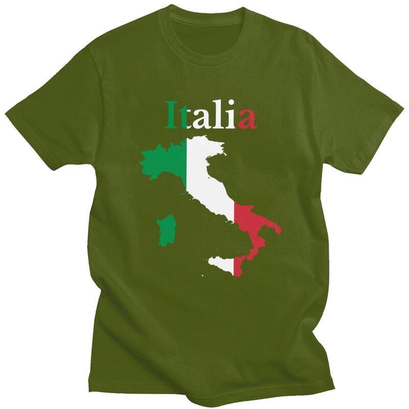 Custom Classic Italy Map Flag T Shirts Men Italian Patriotic Tshirt Streetwear Tee Tops Oversized Tshirt Merch