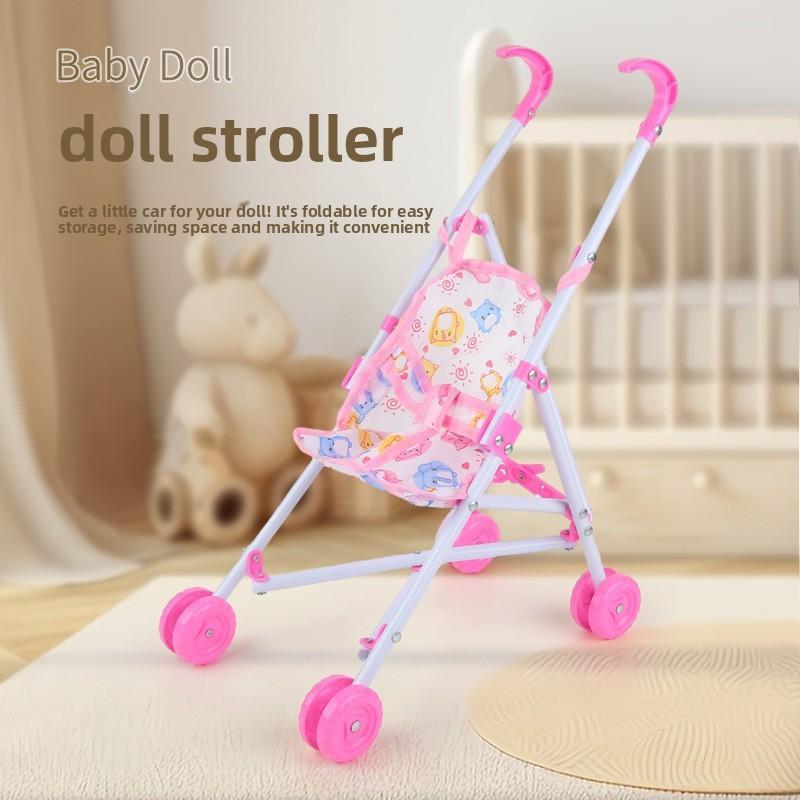 Passeggino Pieghevole Realistico per Bambole da 10 Pollici, Giocattolo Interattivo a Spinta per Bambini per lo Sviluppo Precoce, Gadget per Feste